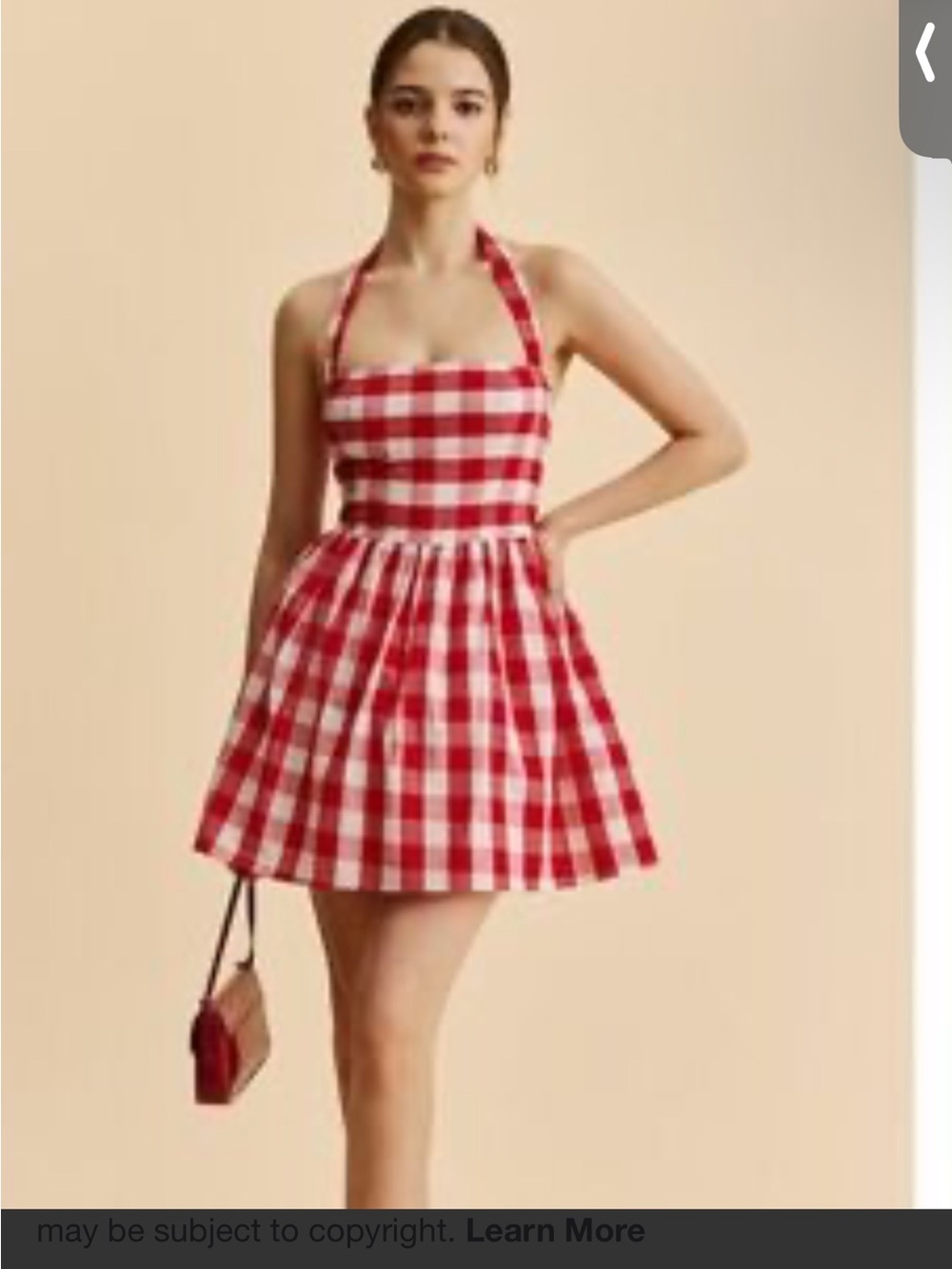 Commense Red and White Gingham Halter Dress